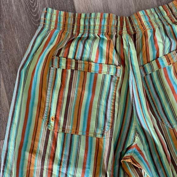 FREE PEOPLE Saylor Poplin Stripe Shorts Retro Oversized NWT Teal Orange Green - Picture 8 of 10